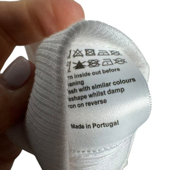 ME + EM slinky ribbed womens short sleeve white laying tee t-shirt top size 4 - Picture 6 of 7